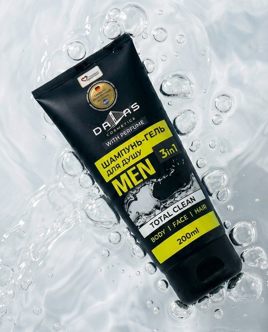 Dalasmen Total Clean 3 in 1 dušas želeja sejai, ķermenim un matiem Sport 200ml